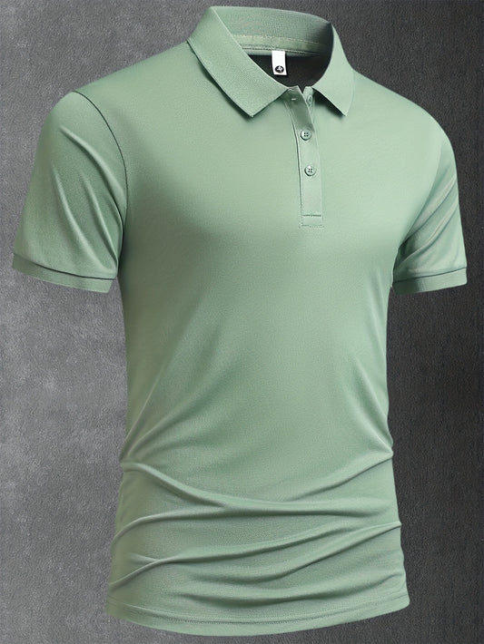 5pcs Men's 2025 Summer Shirts - Solid Color Casual Business Lapel Button-Up T-Shirts, Breathable Lightweight Fabric, Regular Fit for Golf, Office & Evening Outings, Machine Washable