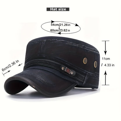 Unisex Casual Cotton Baseball Cap, Distressed Leather Edge, Solid Color, Sun Protection Hat, Hand Washable, 80% Cotton 20% Polyester, One Size Fits All