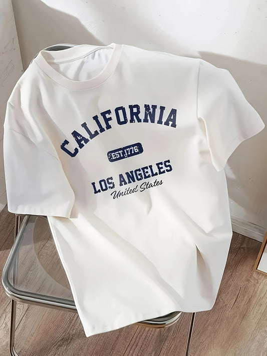 Men's California Graphic Print Breathable Mesh Quick-Dry T-Shirt - Lightweight Summer Casual Tee with Round Neck, Regular Fit for Outdoor Sports & Daily Wear, Skinfriendly Fabric, Active Lifestyle, Short Sleeve, Soft Texture, Printed Shirt, Active Men