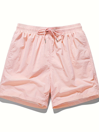 High-Quality Unisex Fashion Casual Shorts - Lightweight, Stretchy Polyester Fabric, Solid Color with Pockets, Drawstring Waist - Perfect for Outdoor Activities, Running, Hiking & Weekend Casual