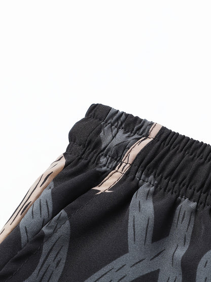 Men'S Quick-Dry Athletic Shorts - Breathable, Stretchy Polyester & Spandex Blend, Letter Print Pattern, Casual Loose Fit for Beach, Running, Cycling, Hiking, Swimming | Woven Fabric, 115g\u002Fm², Spring\u002FSummer\u002FFall