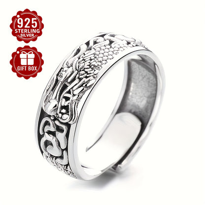 A Stylish And Bold Dragon Pattern Design Ring Made Of Sterling Silver, Weighing Approximately 6.6g, Suitable For Both Men And Women To Wear At Parties And Events.
