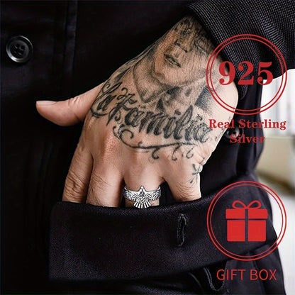 Men's and Women's Fashion Retro Punk Style 3.2g Eagle Adjustable Ring, Perfect for Everyday Versatility