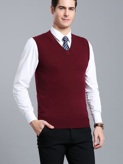 Gilet Homme Sans Manches en Laine Stretch - Texture Côtelée Élégante, Tricot Chaud pour Tenue Décontractée et Golf, Anniversaire - Noir