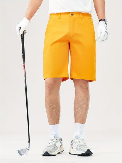 Men's Lightweight Golf Shorts with Elastic Waistband, UV Protection, and Multiple Pockets - Breathable Cotton-Spandex Blend for Casual, Outdoor, and Golf Activities - Solid Mint Green