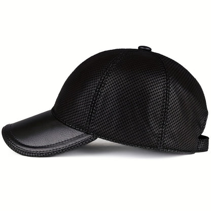 New Arrival - Stylish Plaid Baseball Cap for Women & Men | Genuine Leather Trimmed | Breathable Mesh Back | Adjustable Fit | Sun Protection | Versatile Fashion Accessory, Baseball Ca