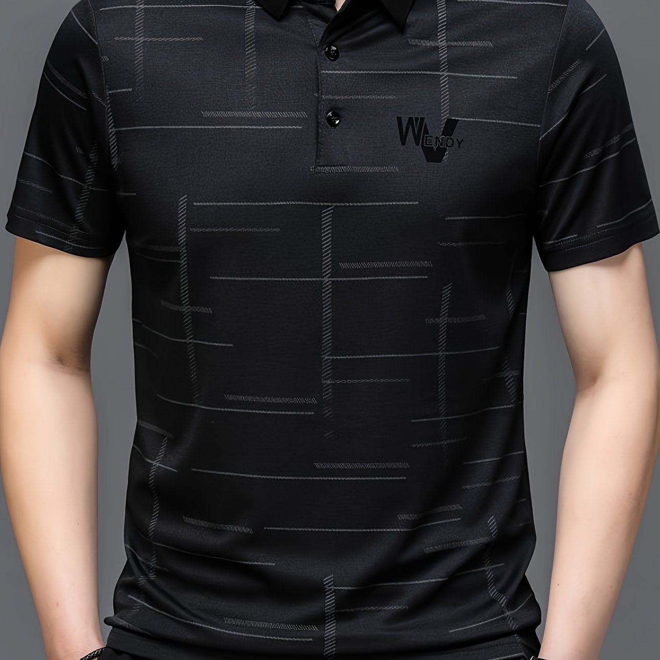 Men'S Summer Golf Shirt - Black Short Sleeve Polo with \