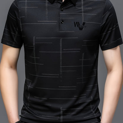 Men'S Summer Golf Shirt - Black Short Sleeve Polo with \