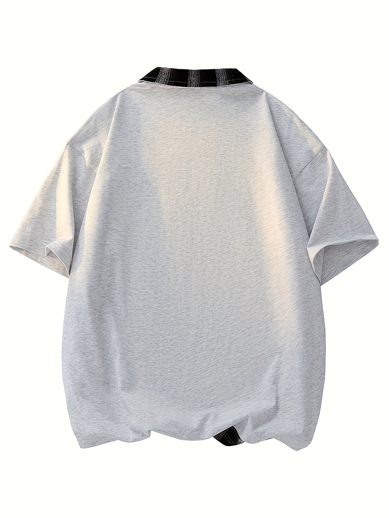 Men'S Casual Color Block Polo Shirt - Short Sleeve, Breathable Polyester, Summer Essential with Yellow and White Check Collar, Relaxed Fit for Weekend Attire, Casual Summer Shirt | Check Pattern Shirt | Polyester Fabric