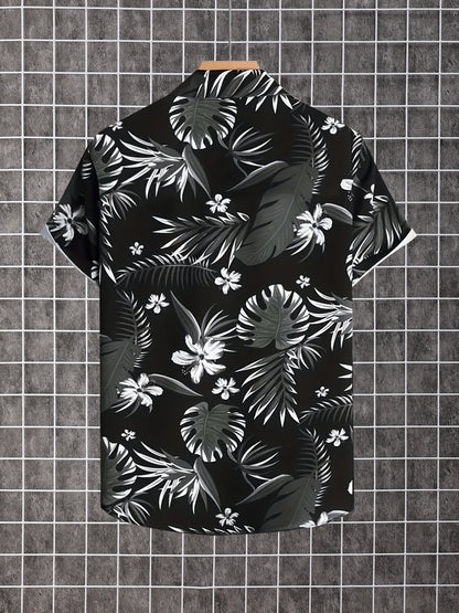 Men'S Summer Short-Sleeve Button-Up Shirt with Prints