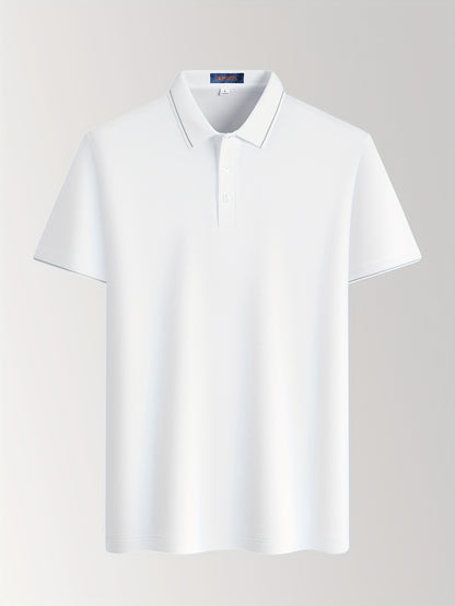 Men'S Casual Summer White Polo Shirt - Breathable, Short Sleeve, 3\u002F4 Length Buttons, Regular Fit, Casual Occasion, Casual Attire | Classic Polo Shirt | Breathable Fabric