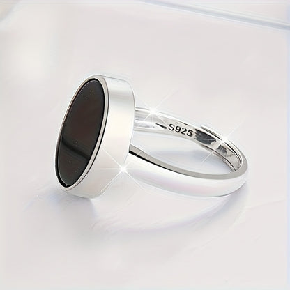 925 Silver, Men's fashionable wide face ring, simple round ring with adjustable opening ring, suitable for party activities, suitable for daily wear and various occasions, the best gift for lovers on Valentine's Day