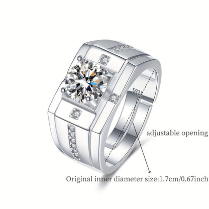 925 Pure Silvery Ring with Sparkling Synthetic Zirconia, and Dominant High-Quality Jewelry for Men