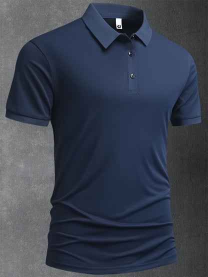 5pcs Men's 2025 Summer Shirts - Solid Color Casual Business Lapel Button-Up T-Shirts, Breathable Lightweight Fabric, Regular Fit for Golf, Office & Evening Outings, Machine Washable