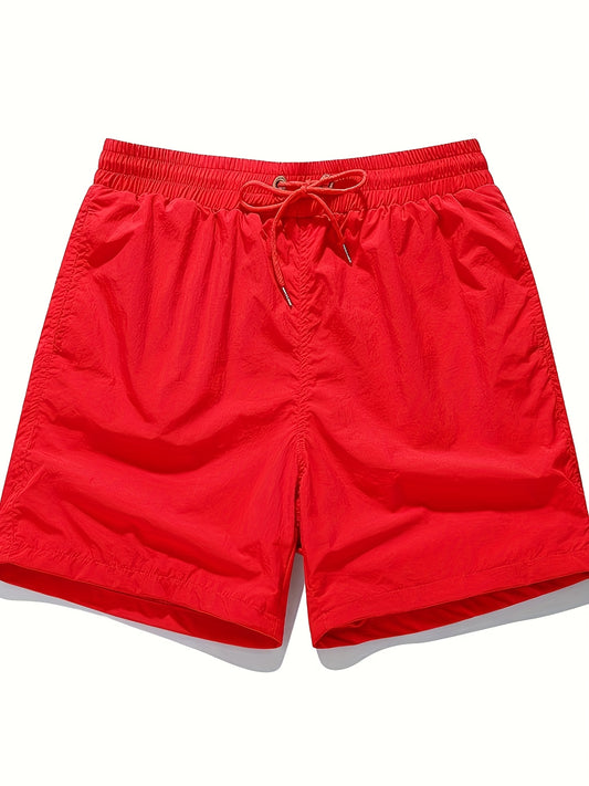 High-Quality Unisex Fashion Casual Shorts - Lightweight, Stretchy Polyester Fabric, Solid Color with Pockets, Drawstring Waist - Perfect for Outdoor Activities, Running, Hiking & Weekend Casual