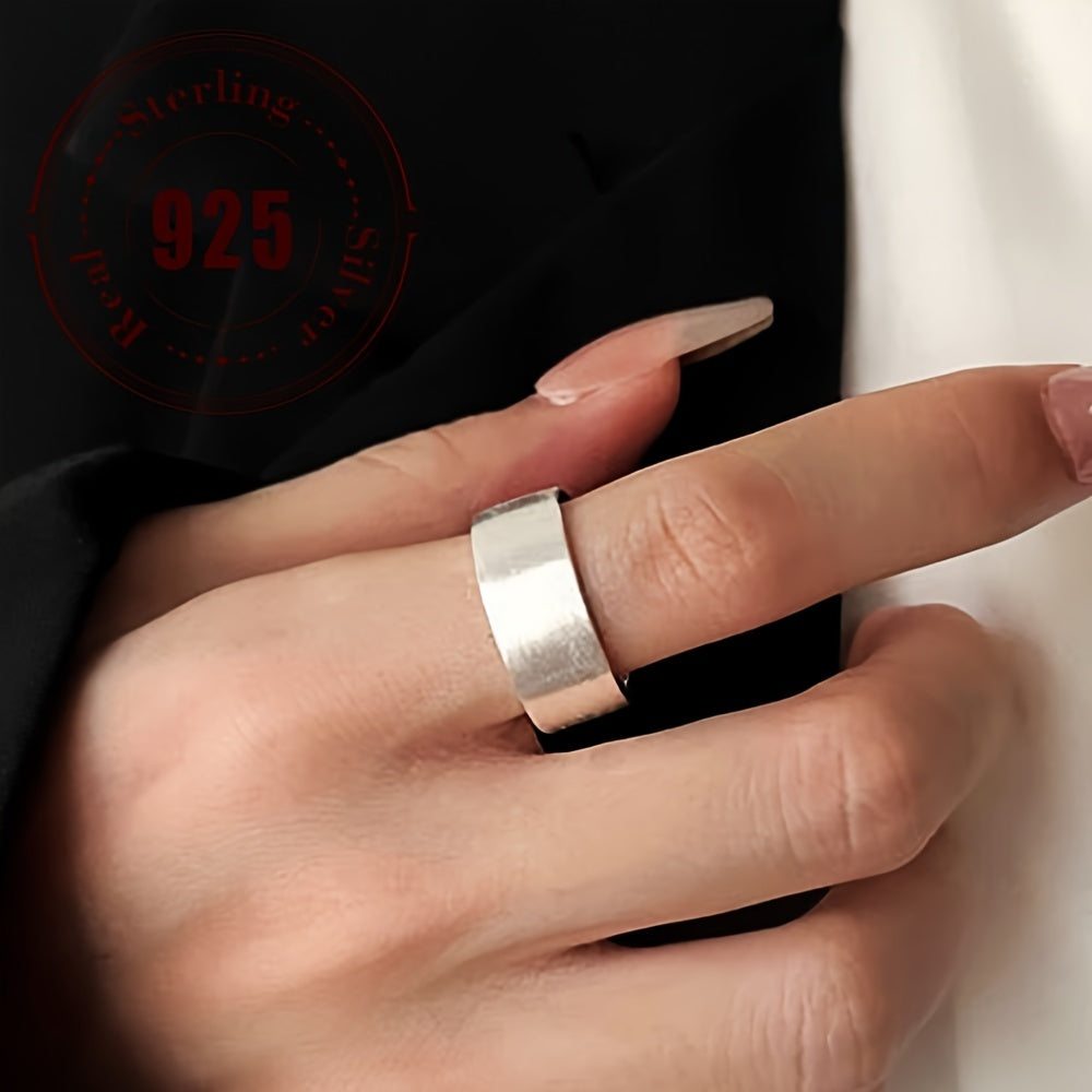 1pc Simple Wide Face Ring in Pure Silvery 925, Suitable for Men and Women, Daily Party Matching Approx. 4.52g