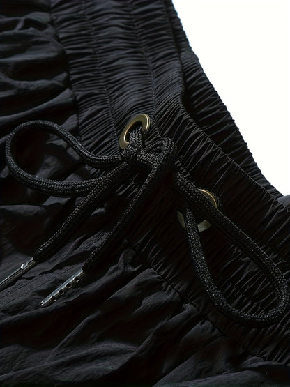 High-Quality Unisex Fashion Casual Shorts - Lightweight, Stretchy Polyester Fabric, Solid Color with Pockets, Drawstring Waist - Perfect for Outdoor Activities, Running, Hiking & Weekend Casual