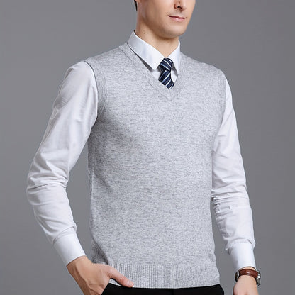 Gilet Homme Sans Manches en Laine Stretch - Texture Côtelée Élégante, Tricot Chaud pour Tenue Décontractée et Golf, Anniversaire - Noir